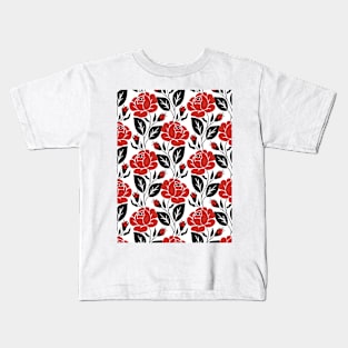 Print with Red Rose Inspired by Ukrainian Traditional Embroidery Kids T-Shirt